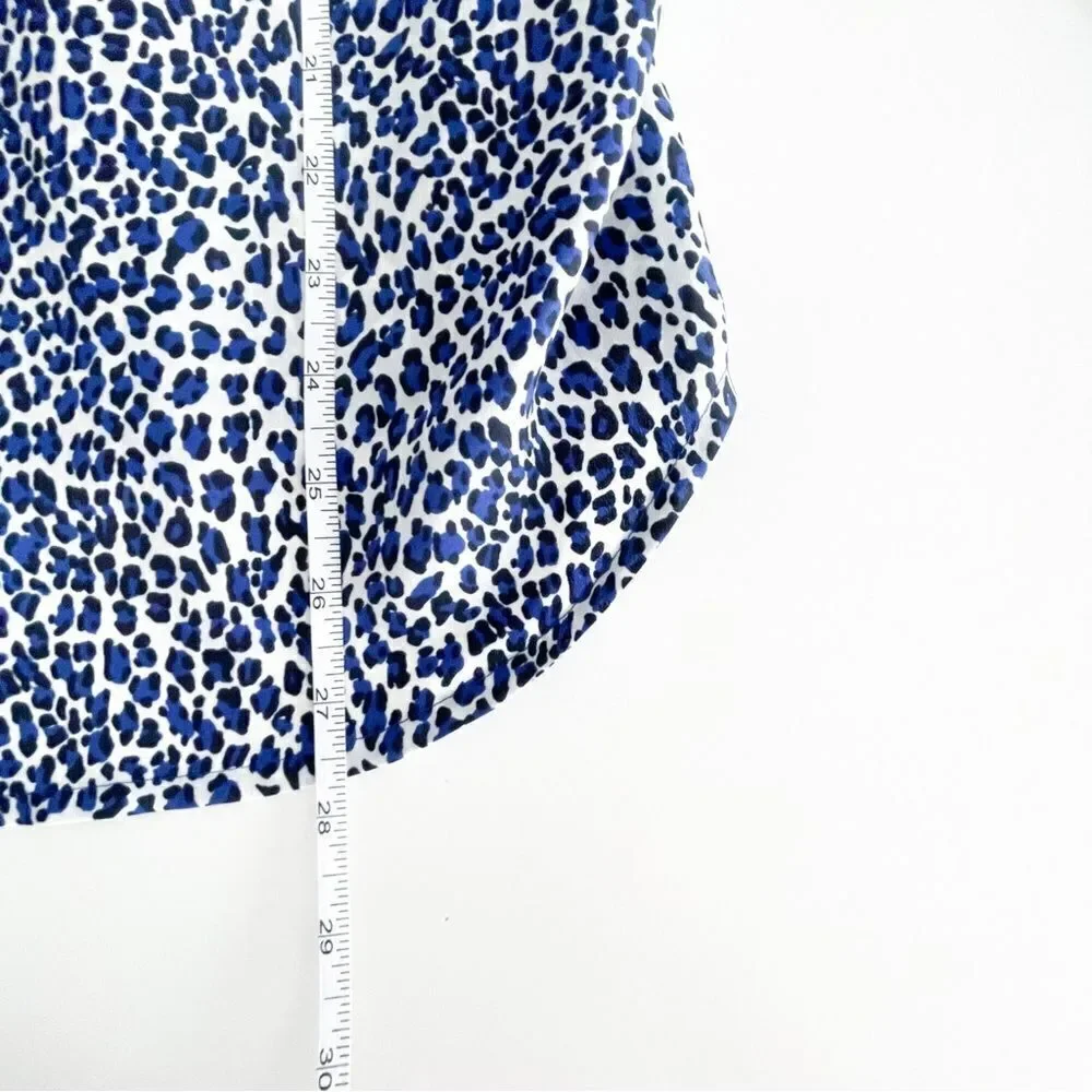 Juicy Couture Blouse Blue Black Leopard Women's M Button Up Long Sleeve Top - Picture 8 of 9
